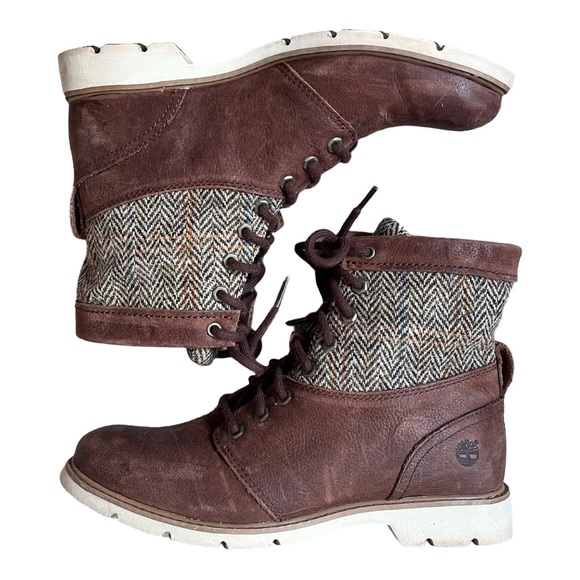 Timberland Shoes - TIMBERLAND X HARRIS TWEED Earth Keeper Boots Women’s 8.5 Brown Leather & Wool